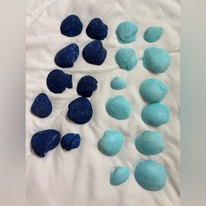 22 hand painted Blue and Aqua Seashell Decor real shells